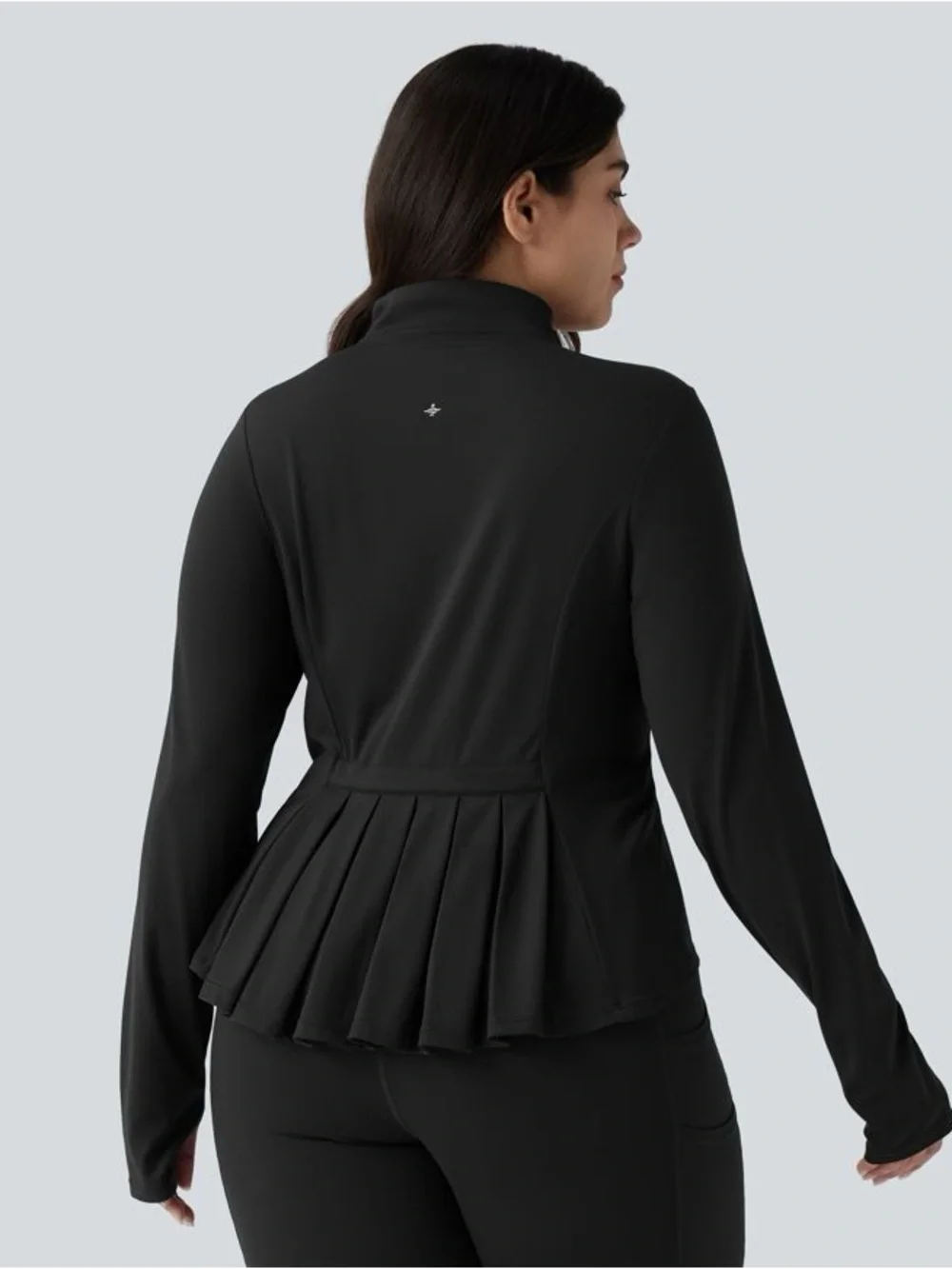 Halara SoftlyZero™ Stand Collar Thumb Hole Pockets Pleated Zipper Slimfit Size M - Picture 2 of 14